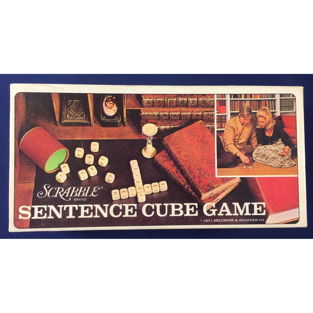 Vintage 1971 Scrabble Sentence Cube Game No 96 Selchow & Righter USA Word Game